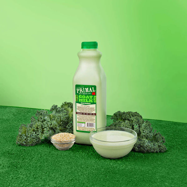 PRIMAL GREEN GOODNESS RAW FROZEN GOAT MILK BOWL BOOSTER FOR CATS AND DOGS
