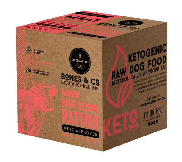 Bones & Co Raw Beef Patties Bulk Box 18lb
