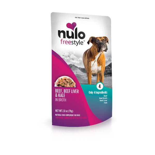 Nulo Freestyle Puppy & Adult Beef, Beef Liver & Kale in Broth Recipe Wet Dog Food Topper