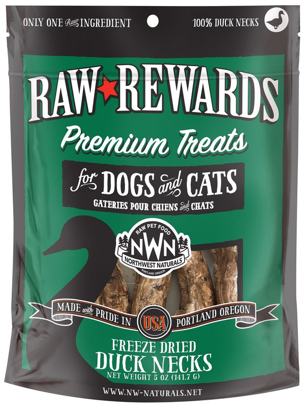 NW Naturals Raw Rewards Freeze Dried Treats for Dogs and Cats- Duck Necks 5oz