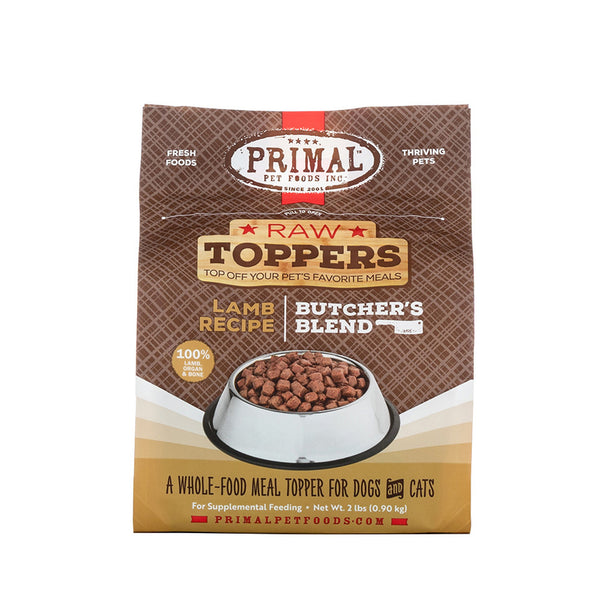 Primal Raw Toppers Butcher's Blend Lamb Recipe Frozen Meal Topper for Dogs & Cats