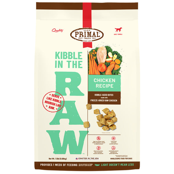 Primal Kibble In The Raw Chicken Recipe Kibble-Sized Bites Dog Food