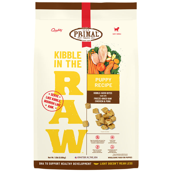 Primal Kibble In The Raw Puppy Chicken & Pork Recipe Kibble-Sized Bites Dog Food