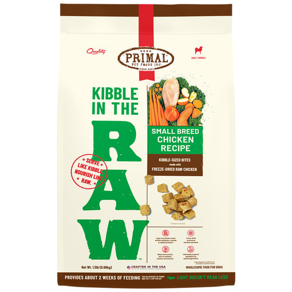 Primal Kibble In The Raw Small Breed Chicken Recipe Kibble-Sized Bites Dog Food