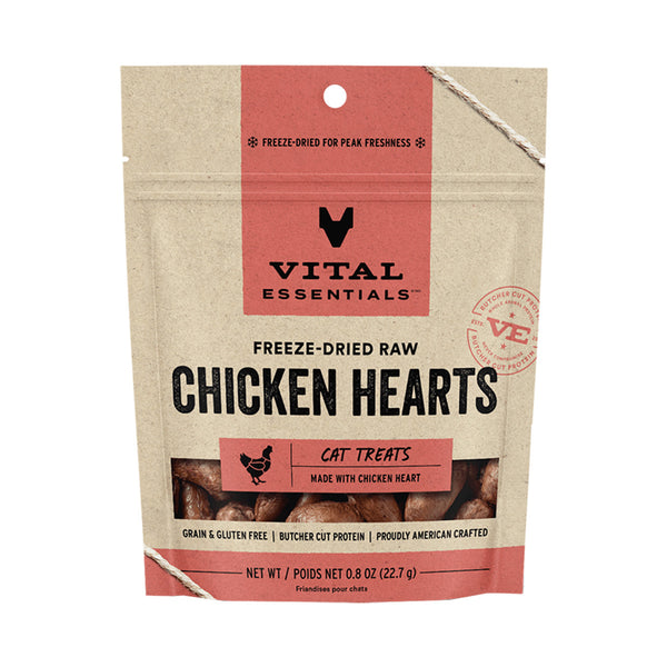 Vital Essentials Chicken Hearts Freeze-Dried Raw Cat Treats