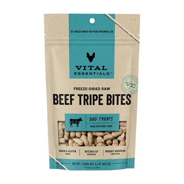 Vital Essentials Beef Tripe Bites Freeze-Dried Raw Dog Treats