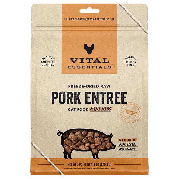 Vital Essentials Pork Entrée Mini Nibs Freeze-Dried Raw Cat Food