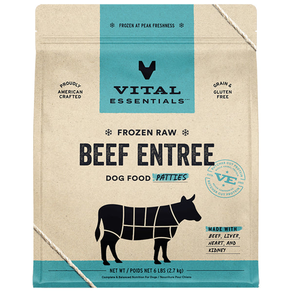 Vital Essentials Beef Entrée Patties Frozen Raw Dog Food