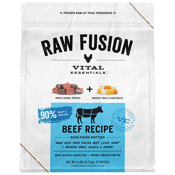 Vital Essentials Raw Fusion Beef Entrée Patties Frozen Raw Dog Food