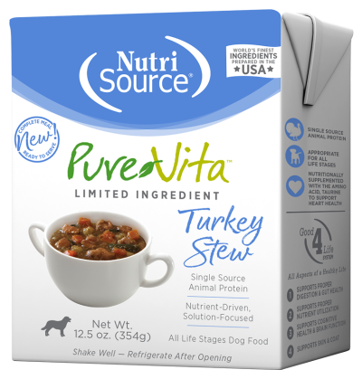 NutriSource PureVita Wet Dog Food - Turkey Stew-Case of 12
