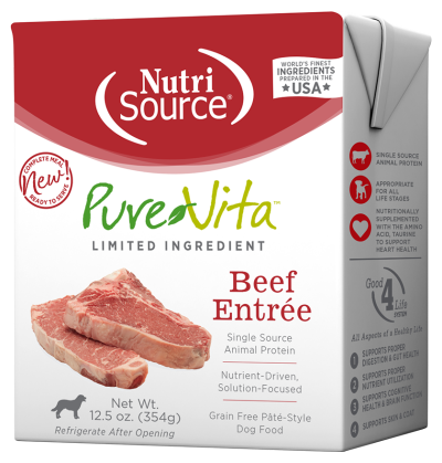 NutriSource PureVita Wet Dog Food - Beef Pate-Case of 12