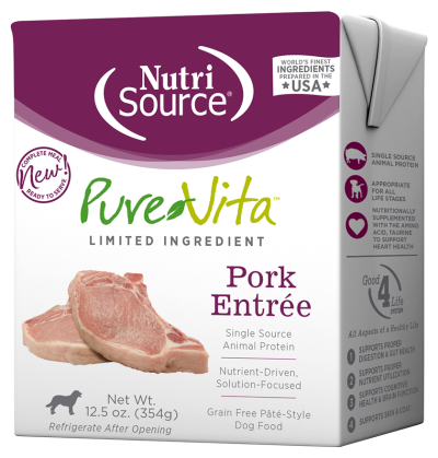 NutriSource PureVita Wet Dog Food - Pork Pate-Case of 12