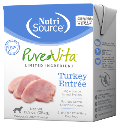 NutriSource PureVita Wet Dog Food - Turkey Pate-Case of 12