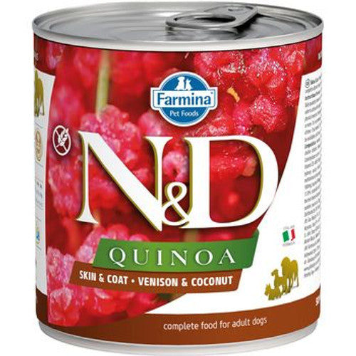 Farmina Natural & Delicious QUINOA - SKIN & COAT - VENISON & COCONUT 6/10 oz. Dog Cans