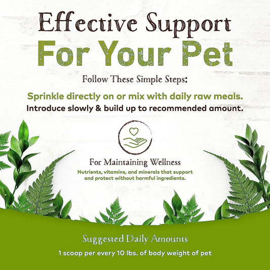 Earth Animal Daily Raw Cat Food & Raw Dog Food Topper - Complete Cat & Dog Vitamins Supplement, 1 Pound