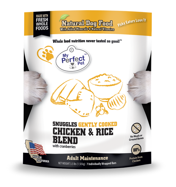 My Perfect Pet Snuggles' Chicken & Rice Blend Gently Cooked Frozen Dog Food
