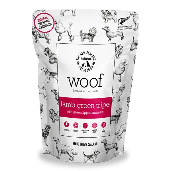 The NZ Natural Pet Food Co. Woof Freeze Dried Dog Treats - Lamb Green Tripe