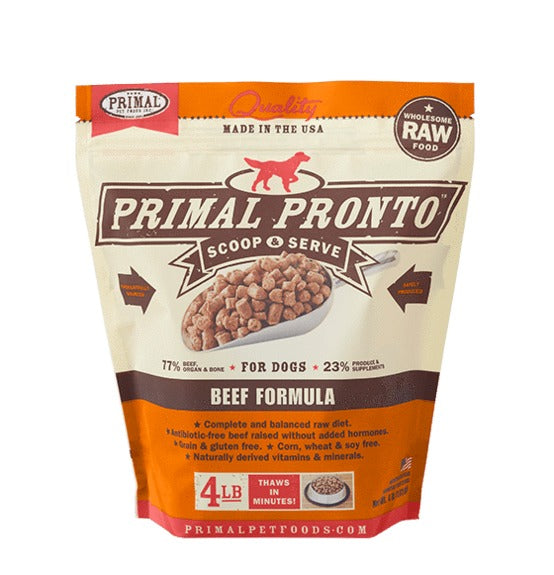 PRIMAL PRONTO RAW FROZEN BEEF FORMULA FOR DOGS