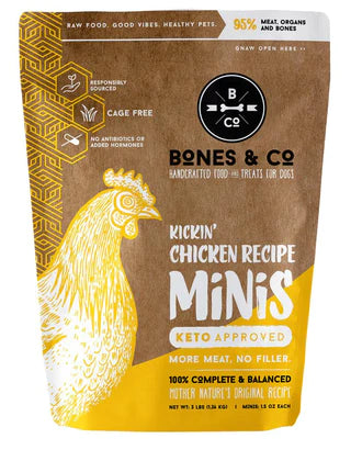 Bones and Co. Kickin' Chicken Minis Frozen Raw Dog Food