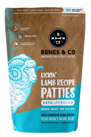 Bones and Co. Lickin' Lamb Patties Frozen Raw Dog Food