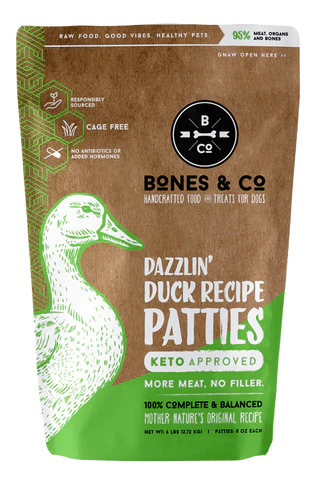 Bones and Co. Dazzlin' Duck Patties Frozen Raw Dog Food
