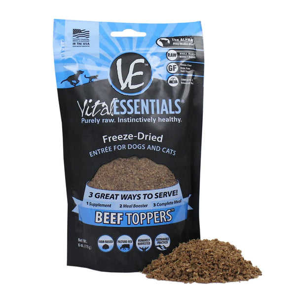 Vital Essentials® Freeze-Dried Grain Free Beef Meal Toppers For Dogs & Cats 6oz