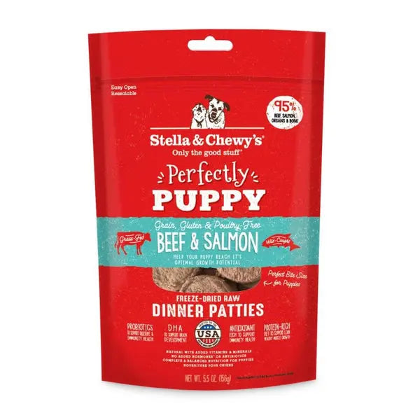 Stella & Chewy's Perfectly Puppy Freeze Dried Raw Beef And Salmon Dinner Patties Grain Free Dog Food