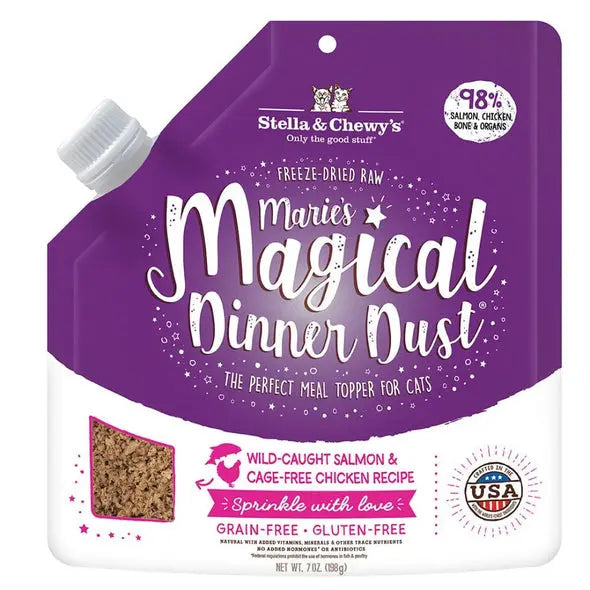 Stella & Chewy's Marie's  CaugMagical Dinner Dust Wildht Salmon & Cage Free Chicken Cat Food Topper