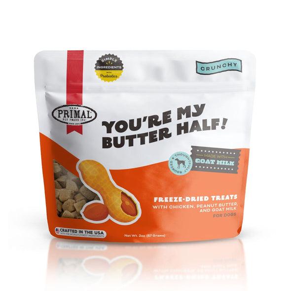 PRIMAL YOU'RE MY BUTTER HALF CHICKEN & PEANUT BUTTER WITH GOAT MILK RECIPE TREATS FOR DOGS