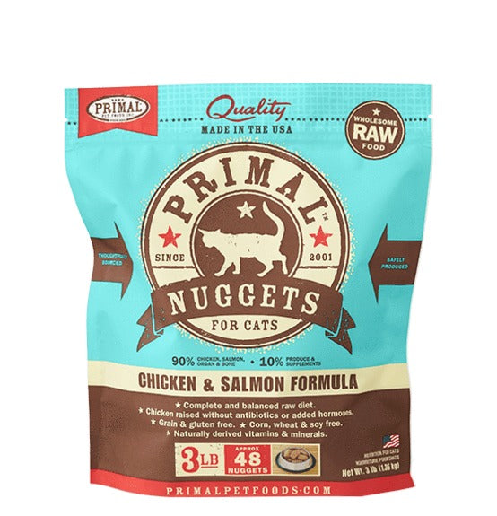 Primal Raw Frozen Nuggets Chicken & Salmon Formula For Cats