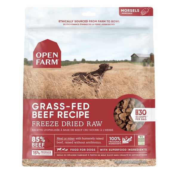 OPEN FARM GRAIN FREE GRASS FED BEEF RECIPE FREEZE DRIED RAW DOG FOOD