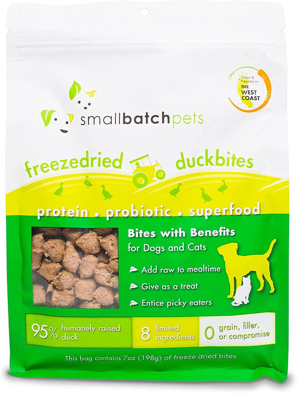 Small Batch Freeze-Dried Duck Bites Dog Treats, 7-oz Bag