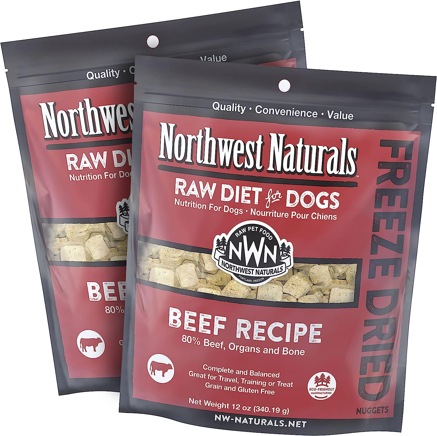 Northwest Naturals Freeze-Dried Raw Beef Nuggets Dog Food. 12oz