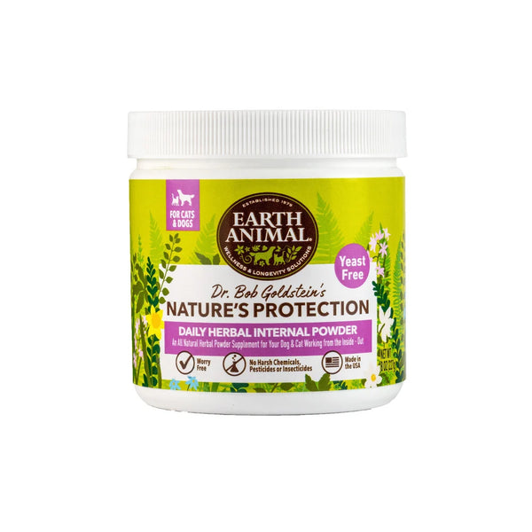 Earth Animal Flea NATURE'S PROTECTION Herbal YEAST-FREE Internal Powder 8 oz - Jar