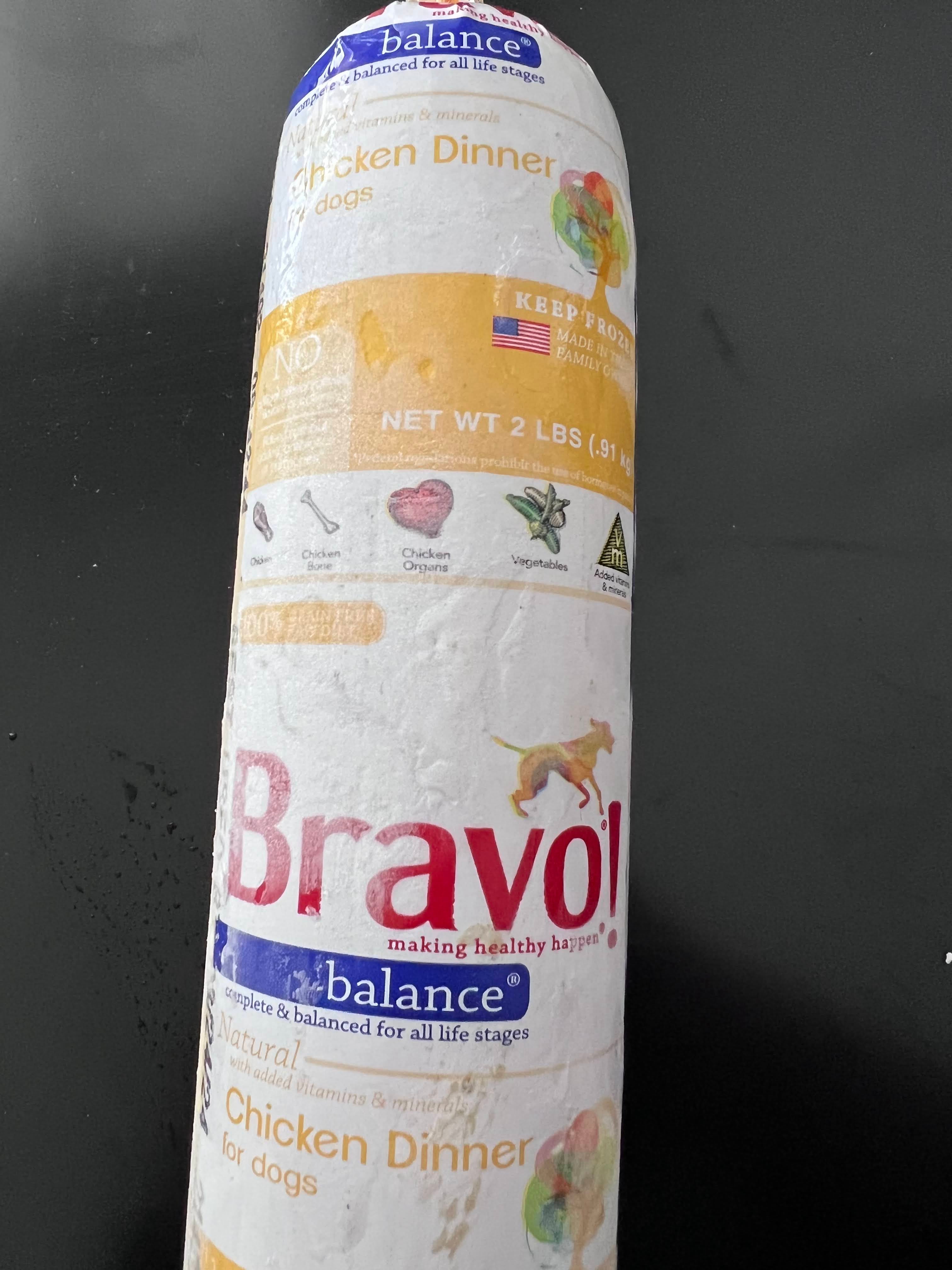 Bravo Balance Chicken Chub Roll Raw Frozen Dog Food, 2lb Houston Raw
