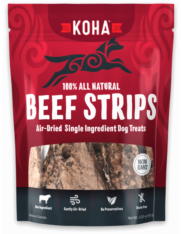 Koha Beef Strips Air-Dried Dog Treats | BEEF STRIPS 3.25 OZ