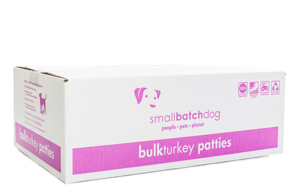 Small Batch Dog Frozen Raw Food Patties Turkey, Bulk - 18lb